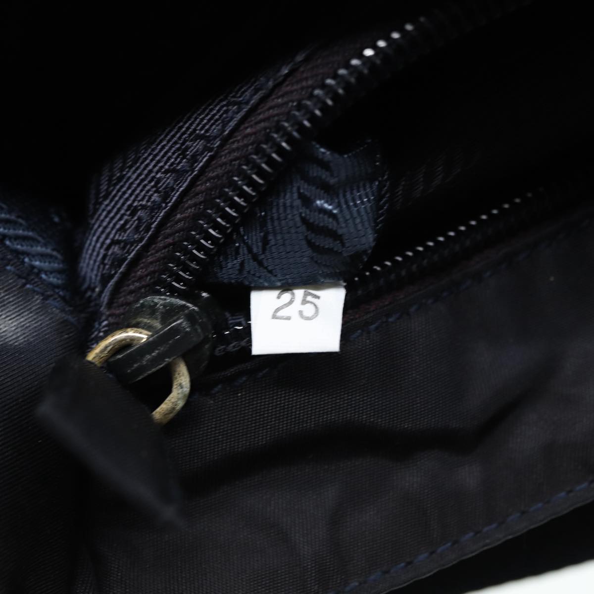 PRADA Hand Bag Nylon Navy Gold Auth 88719