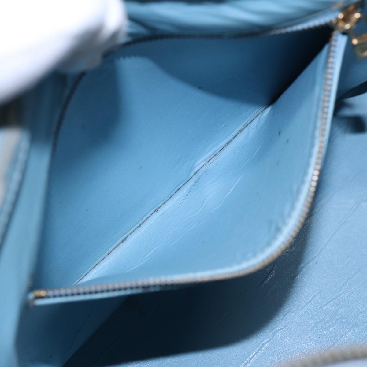 LOUIS VUITTON Monogram Vernis Houston Hand Bag Baby Blue M91005 LV Auth 88725