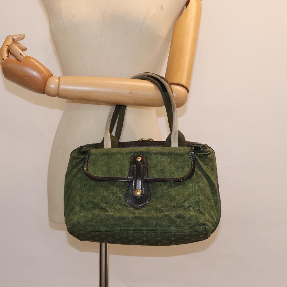 LOUIS VUITTON Monogram Mini Sac Marie Kate Bag TST Khaki M92507 LV Auth 88748