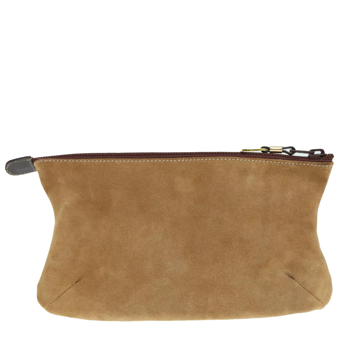 LOEWE Anagram Pouch Suede Brown Gold Auth 88791