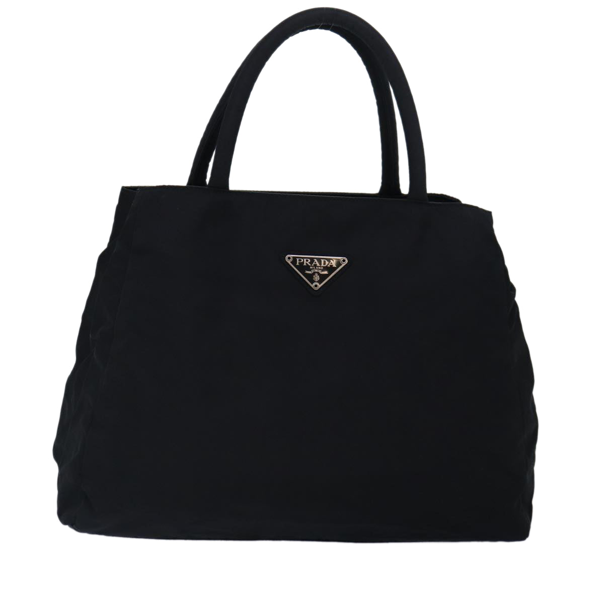 PRADA Hand Bag Nylon Black Silver Auth 88803