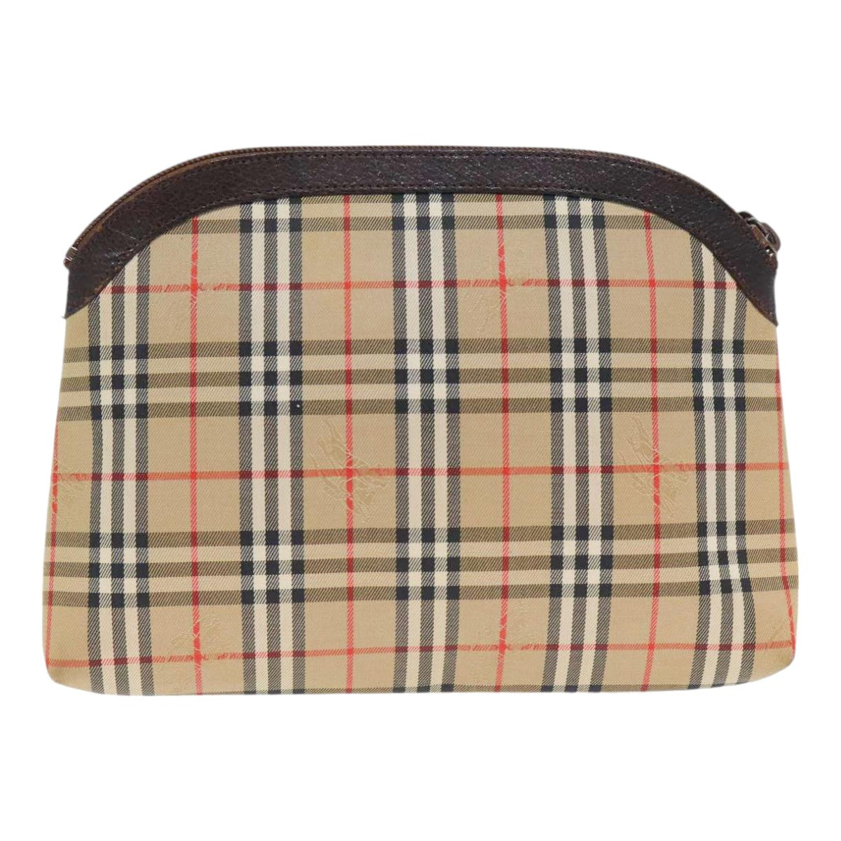 Burberrys Nova Check Pouch Canvas Beige Auth 88825