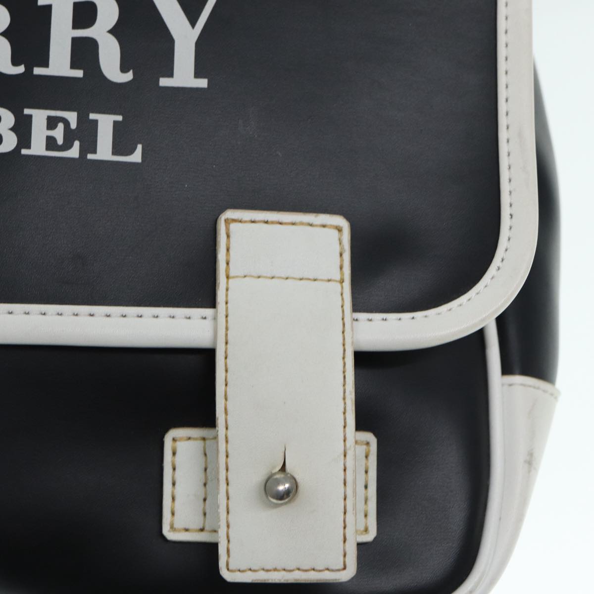 BURBERRY Black Label Shoulder Bag PVC Canvas Black White Silver Auth 88840