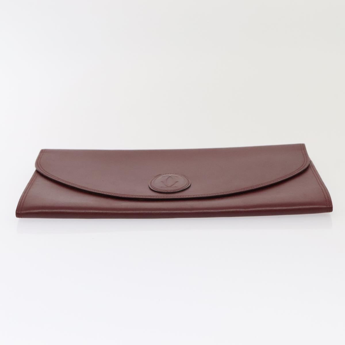 CARTIER Clutch Bag Leather Suede 2Set Bordeaux Auth 88864