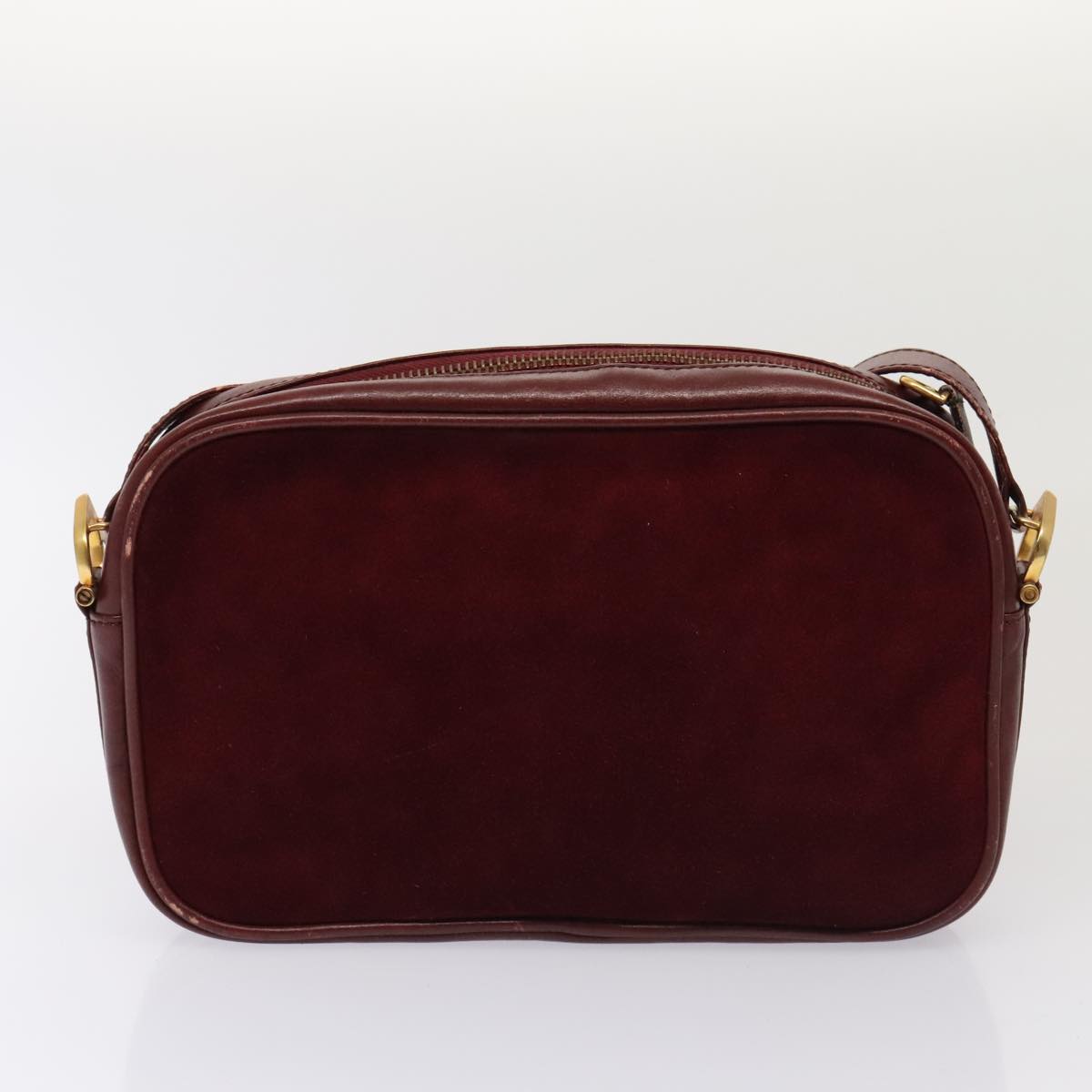 CARTIER Clutch Bag Leather Suede 2Set Bordeaux Auth 88864