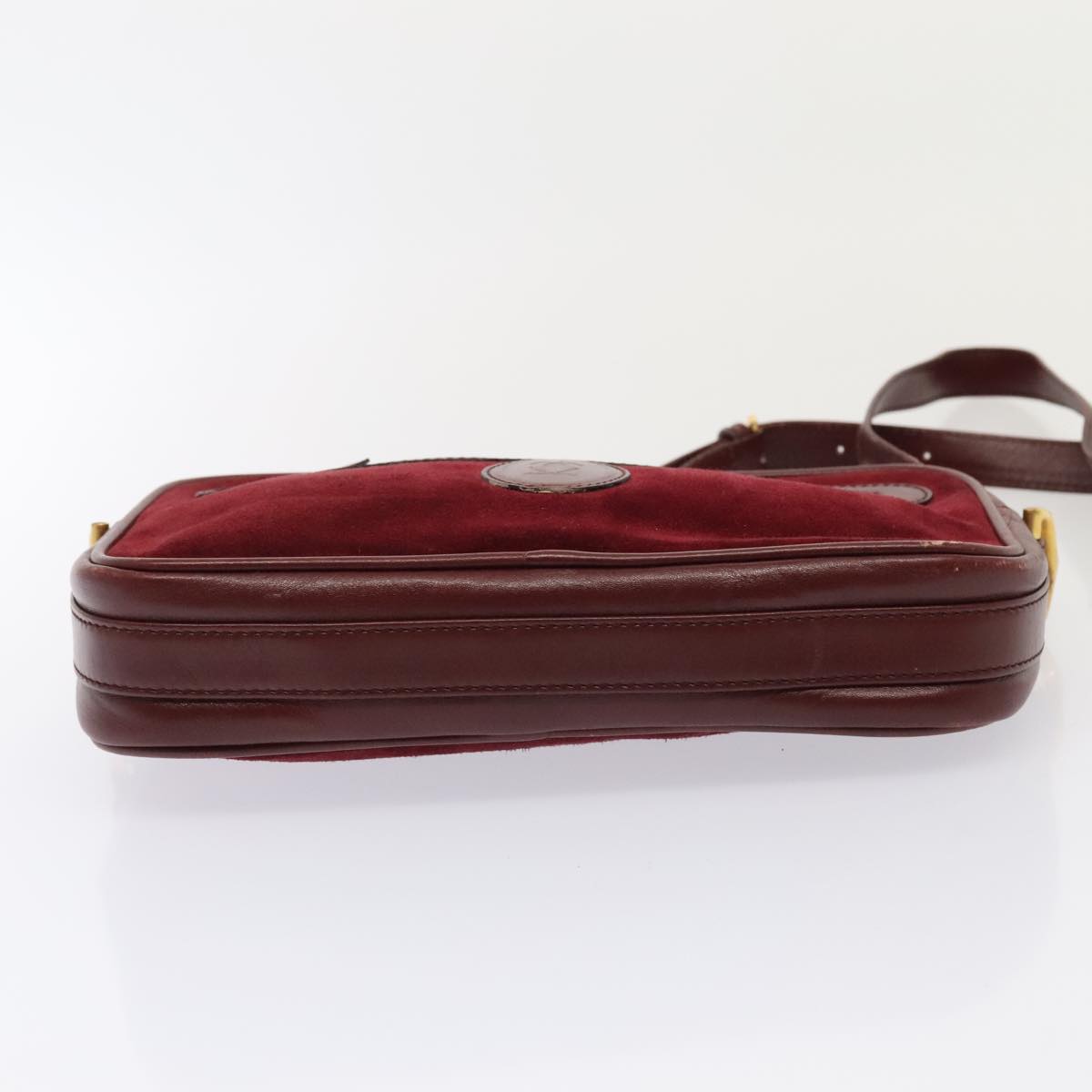 CARTIER Clutch Bag Leather Suede 2Set Bordeaux Auth 88864