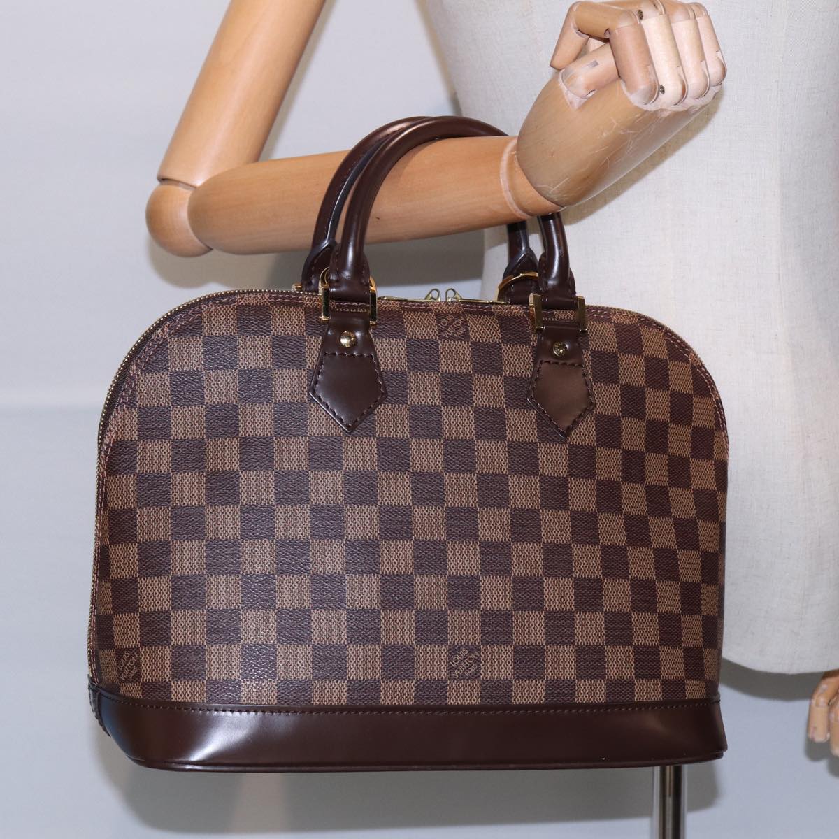 LOUIS VUITTON Damier Ebene Alma Hand Bag N51131 LV Auth 88893A