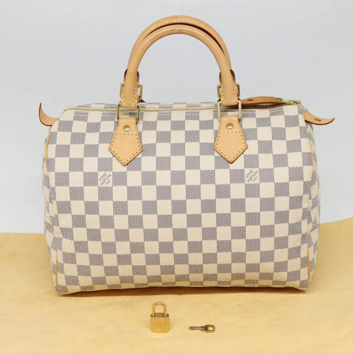 LOUIS VUITTON Damier Azur Speedy 30 Hand Bag N41533 LV Auth 88905A