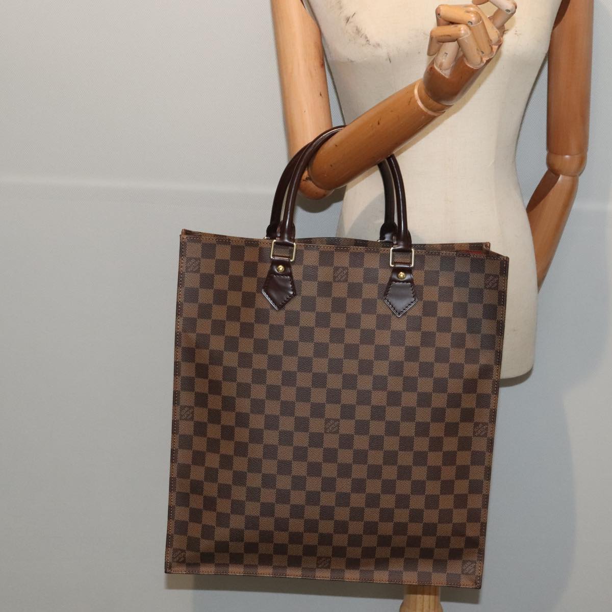 LOUIS VUITTON Damier Ebene Sac Plat Hand Bag N51140 LV Auth 88919A