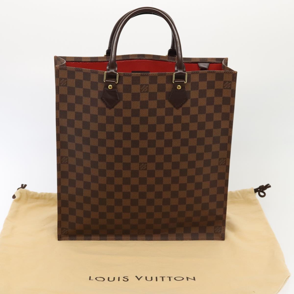 LOUIS VUITTON Damier Ebene Sac Plat Hand Bag N51140 LV Auth 88919A