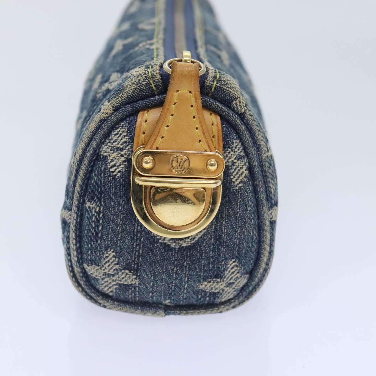 LOUIS VUITTON Monogram Denim Trousse Speedy Pouch Blue M95082 LV Auth 88939