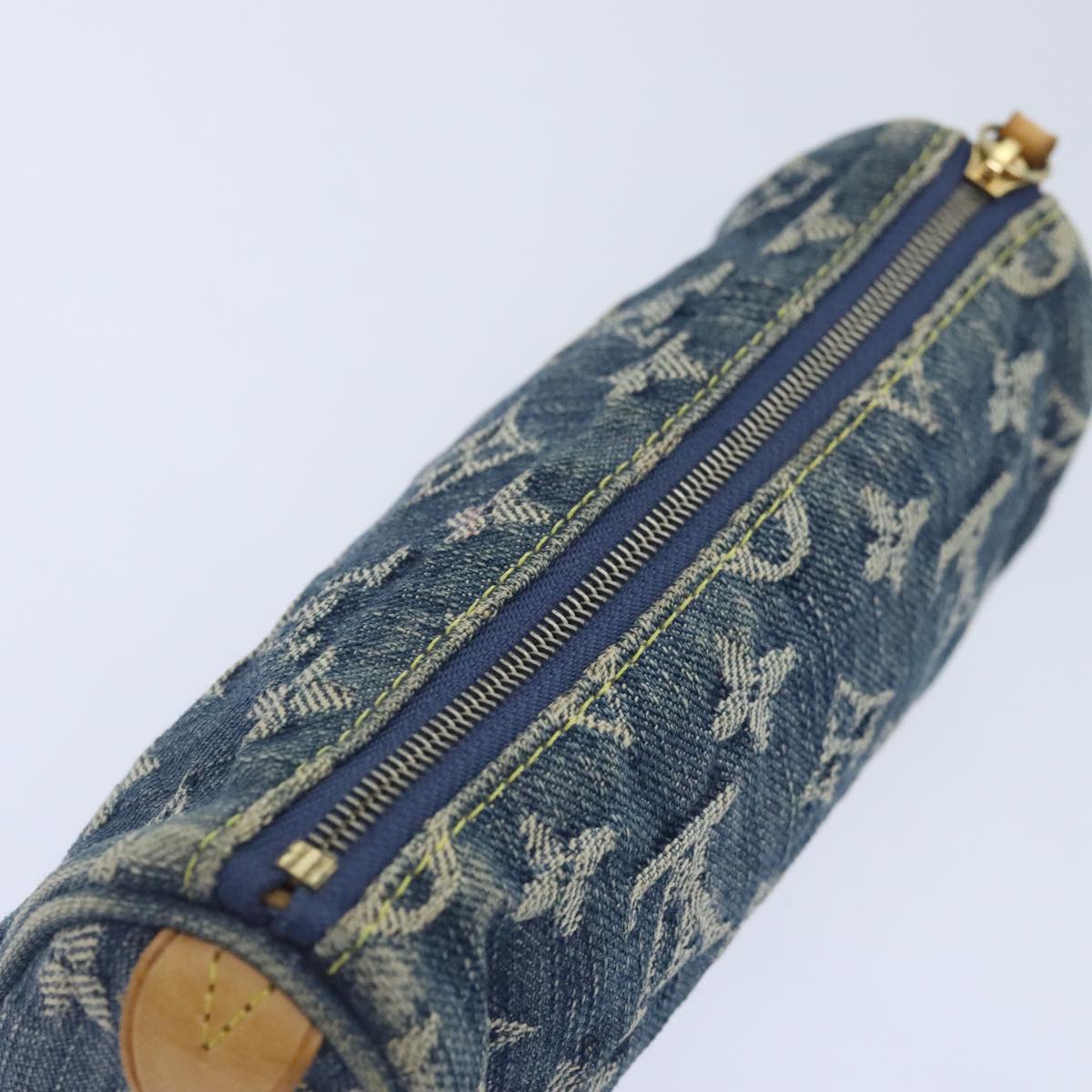 LOUIS VUITTON Monogram Denim Trousse Speedy Pouch Blue M95082 LV Auth 88939