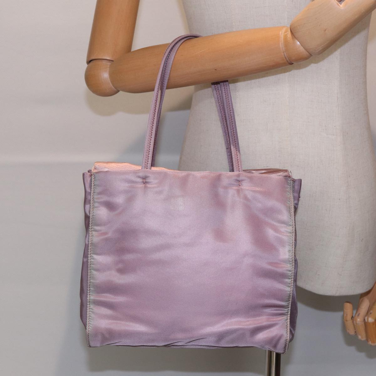 PRADA Hand Bag Nylon Purple Silver Auth 88963