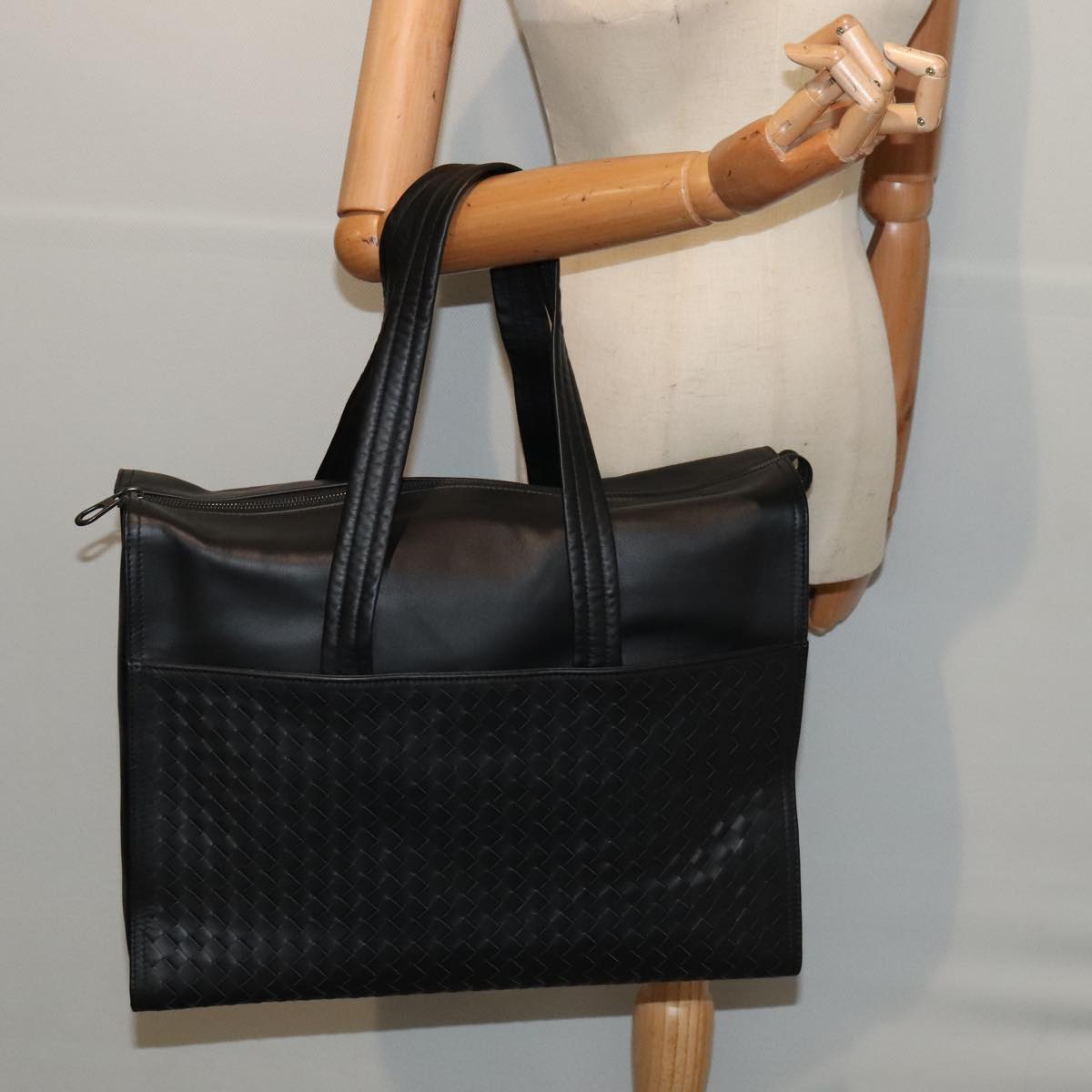 BOTTEGA VENETA INTRECCIATO Tote Bag Leather Black Auth 88978