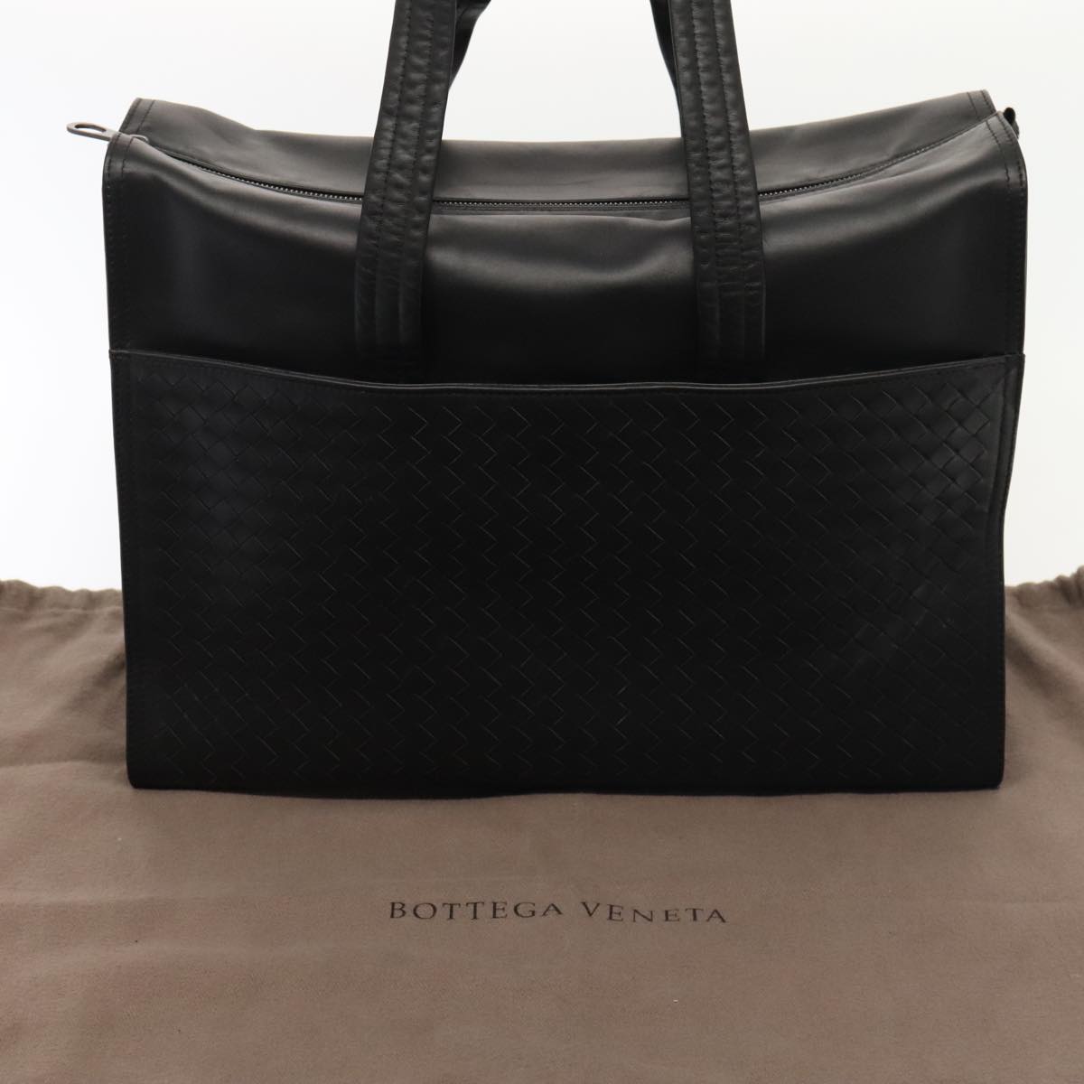 BOTTEGA VENETA INTRECCIATO Tote Bag Leather Black Auth 88978