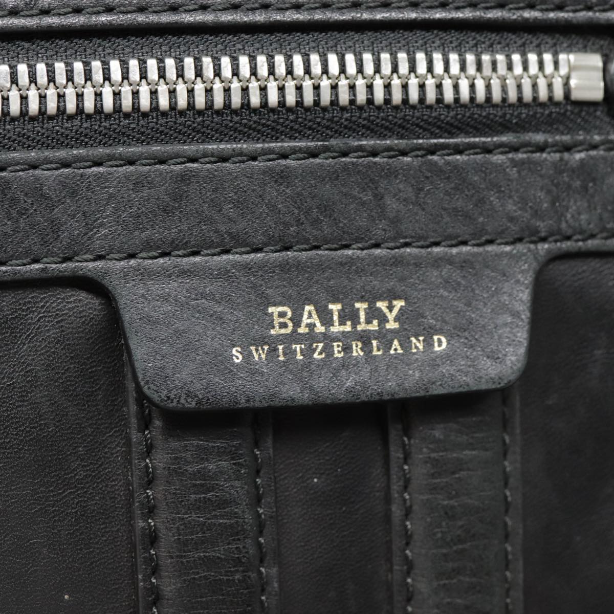 BALLY Shoulder Bag Leather Black Silver Auth 88979