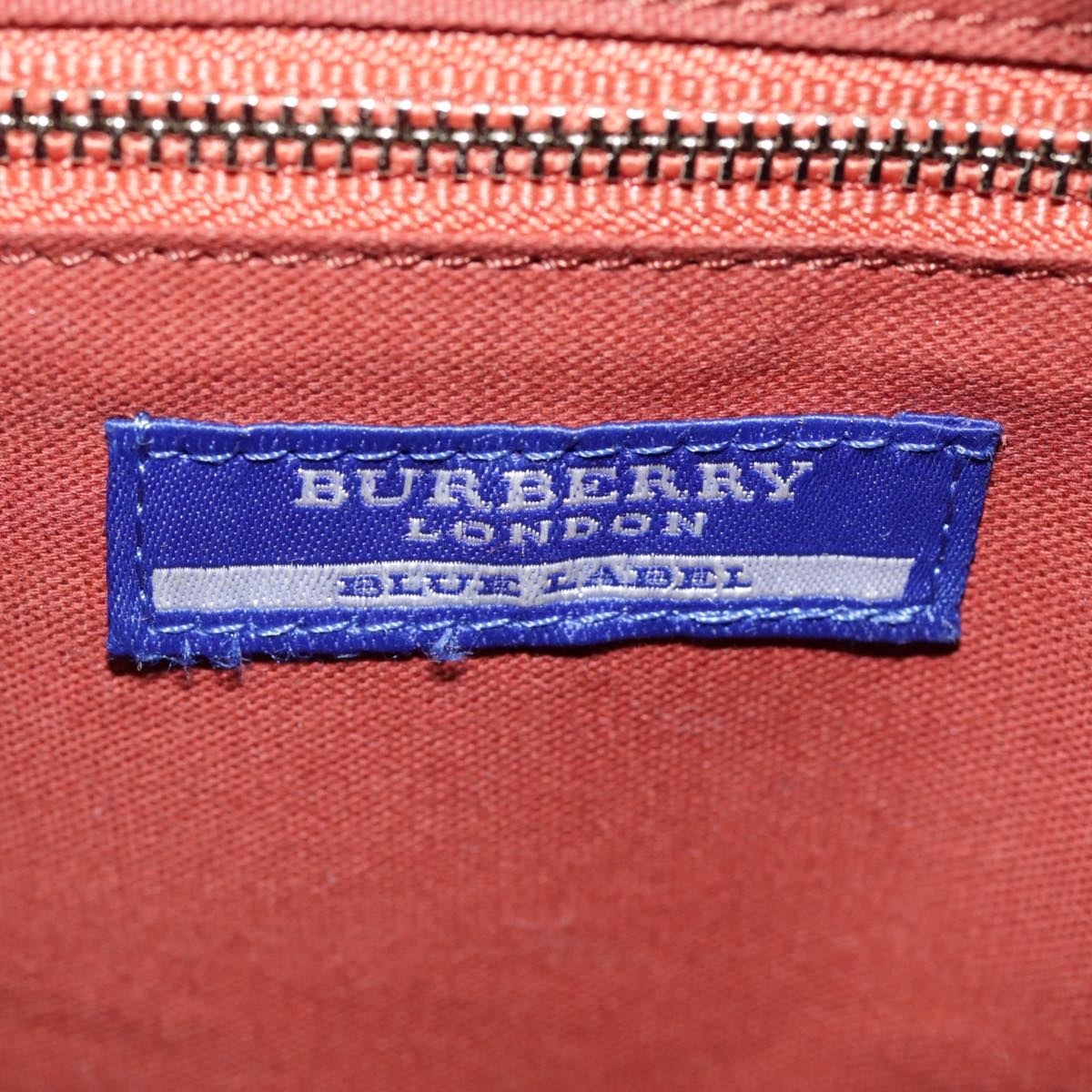 BURBERRY Blue Label Hand Bag Canvas Orange Silver Auth 88982