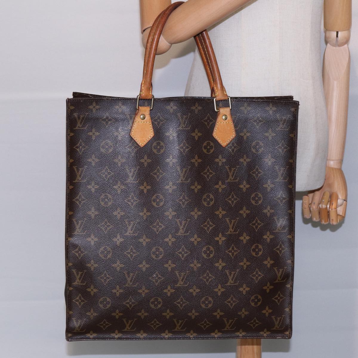 LOUIS VUITTON Monogram Sac Plat Hand Bag M51140 LV Auth 88997