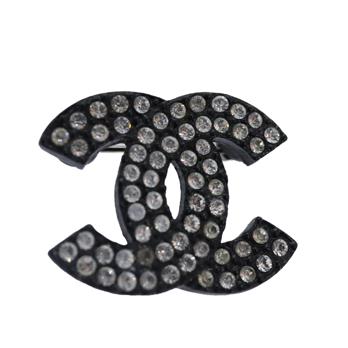 CHANEL Stone Brooch metal Silver CC Auth 89004