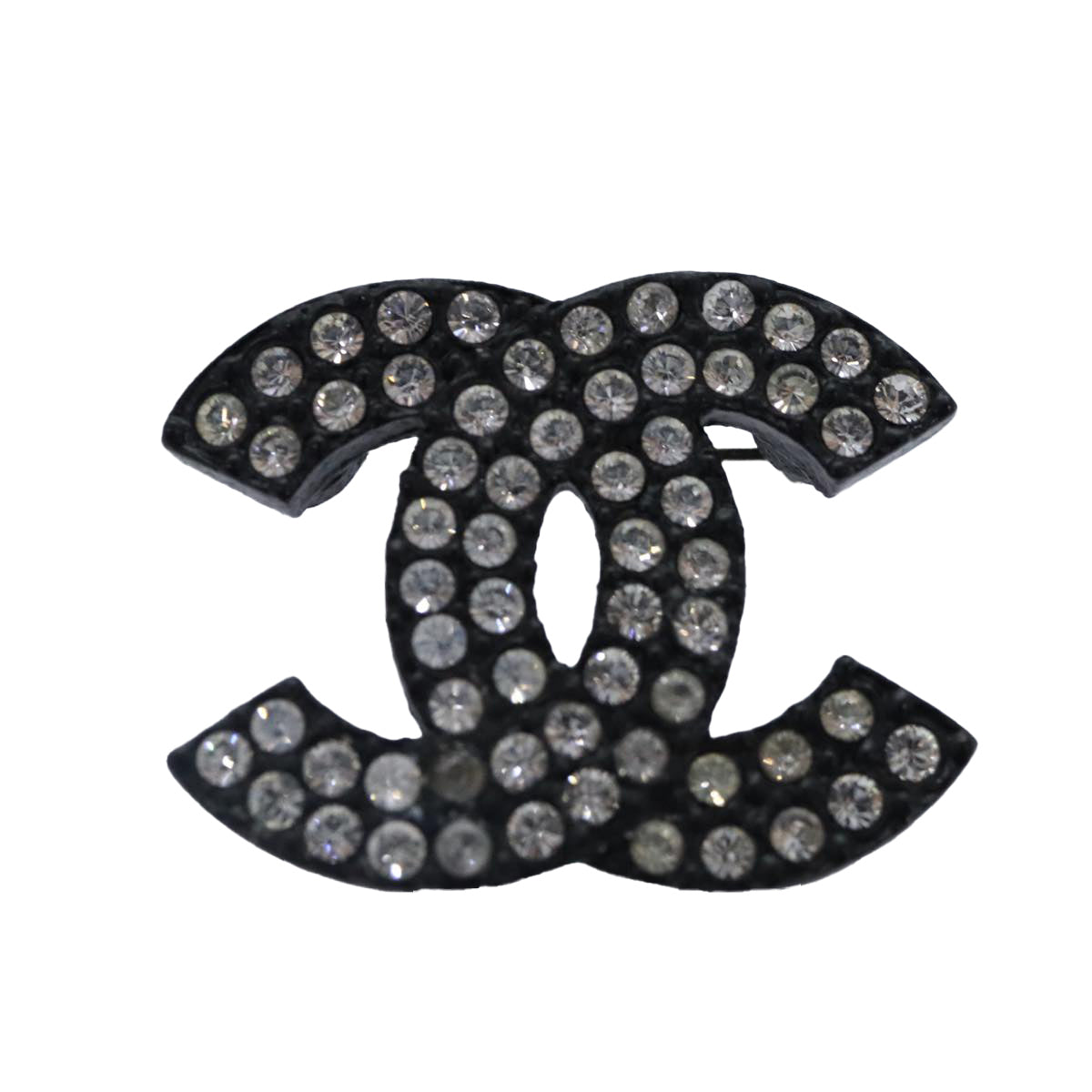 CHANEL Stone Brooch metal Silver CC Auth 89004