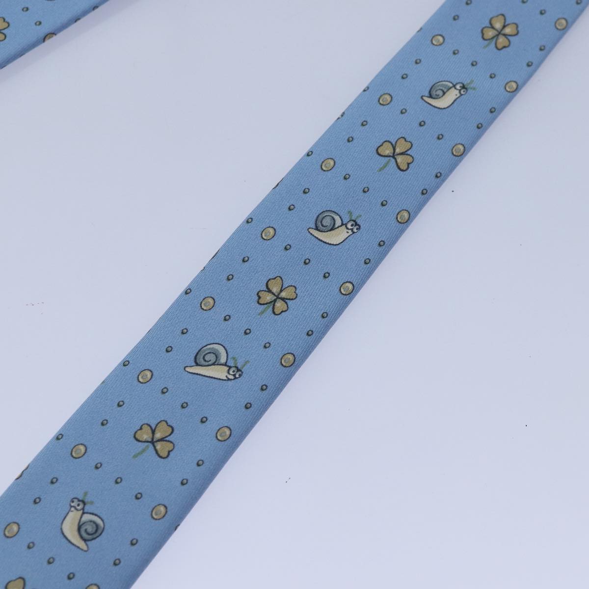 HERMES Necktie Silk Light Blue Auth 89007