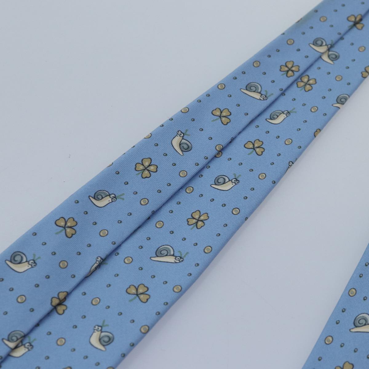 HERMES Necktie Silk Light Blue Auth 89007