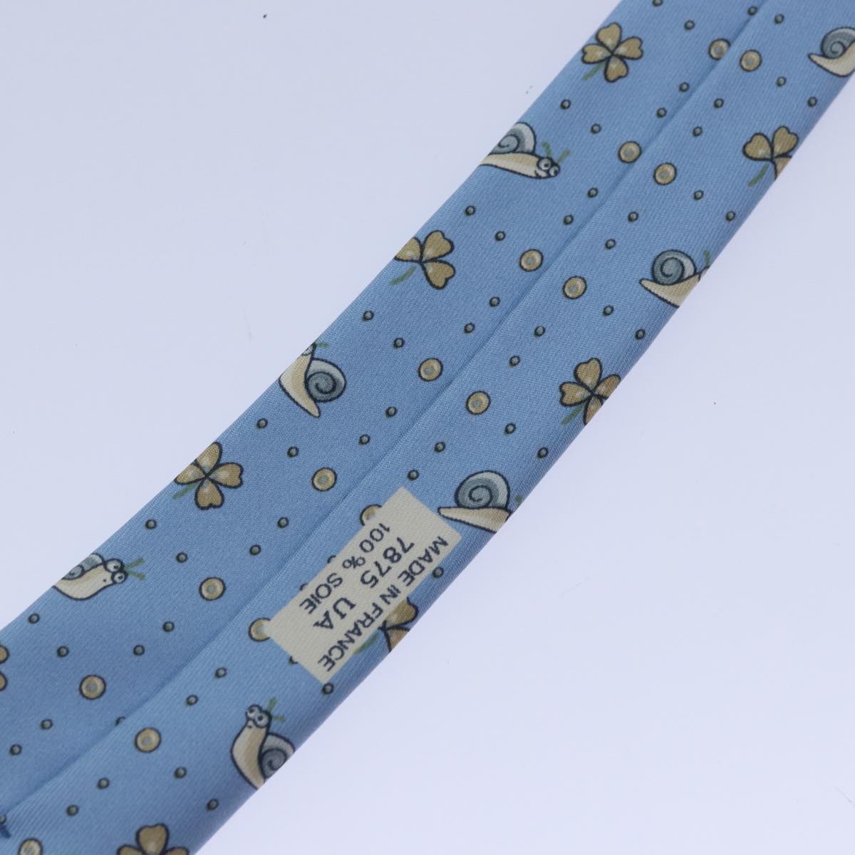 HERMES Necktie Silk Light Blue Auth 89007