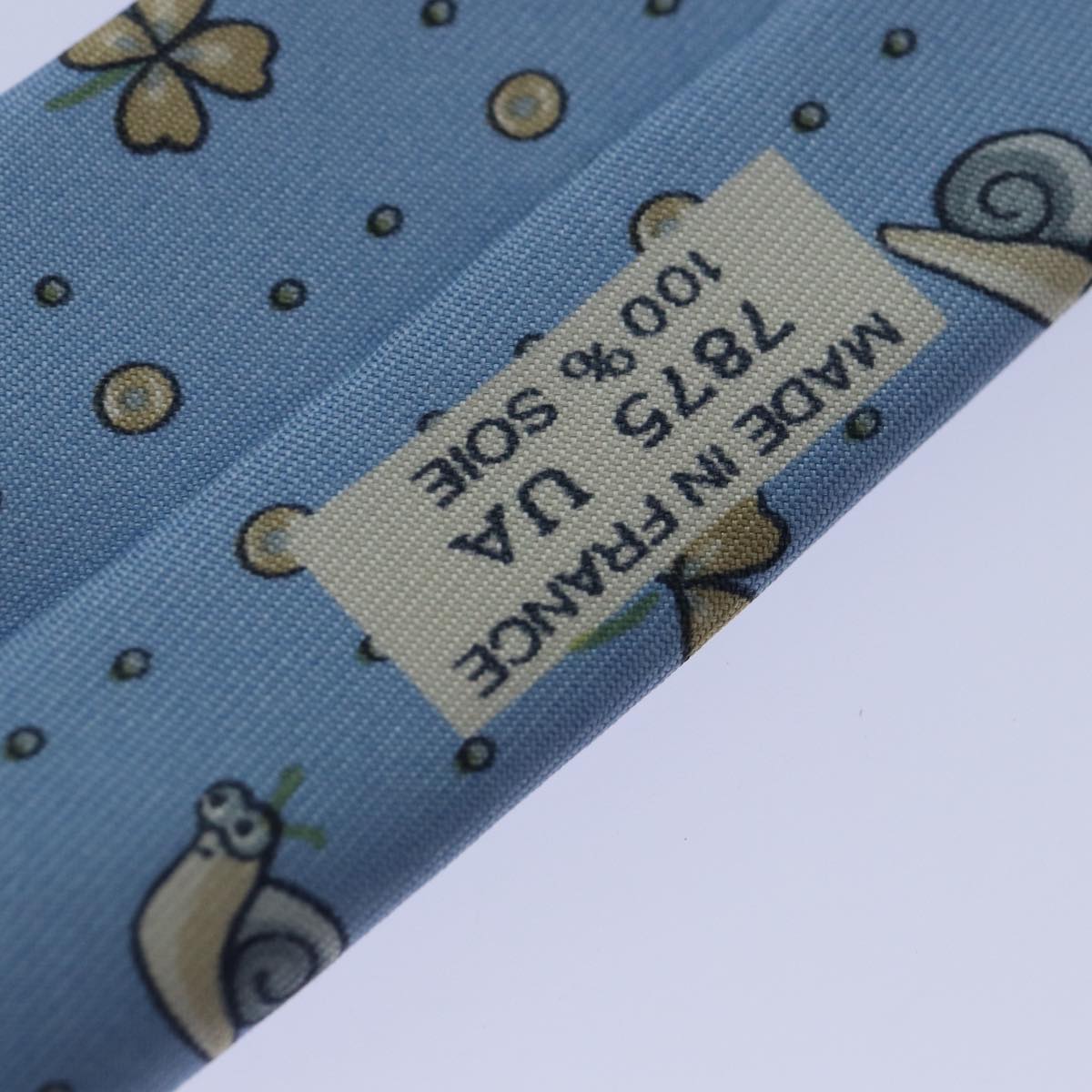 HERMES Necktie Silk Light Blue Auth 89007