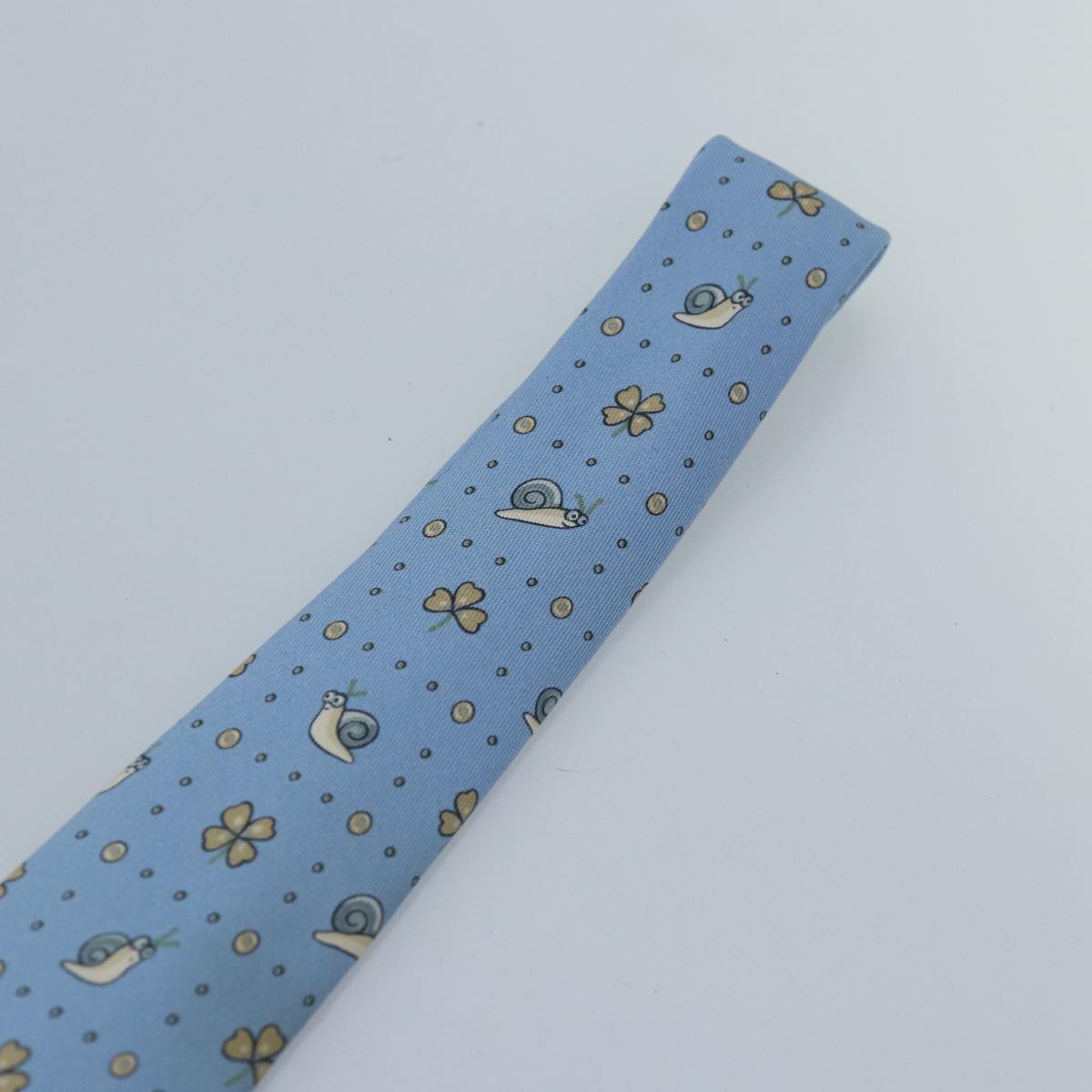 HERMES Necktie Silk Light Blue Auth 89007