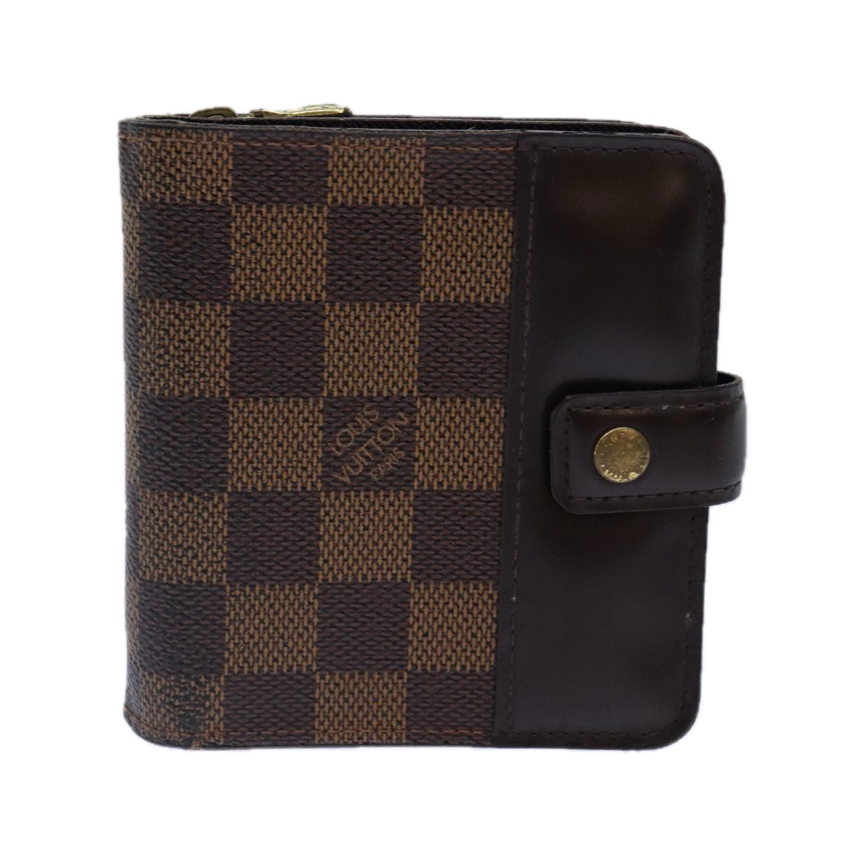 LOUIS VUITTON Damier Ebene Compact Zip Wallet N61668 LV Auth 89019