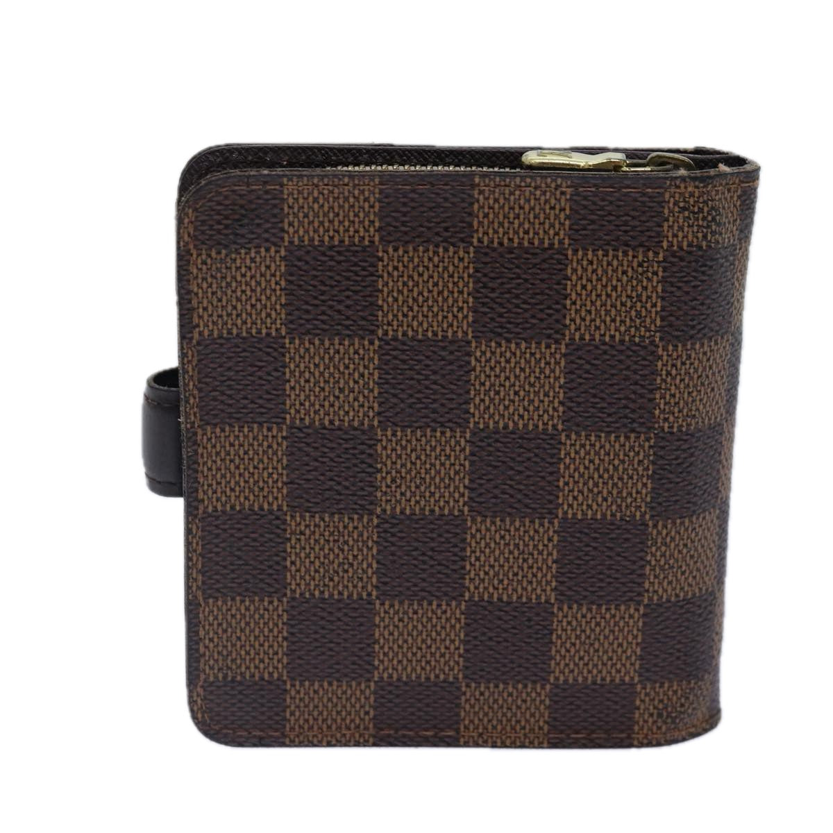 LOUIS VUITTON Damier Ebene Compact Zip Wallet N61668 LV Auth 89019