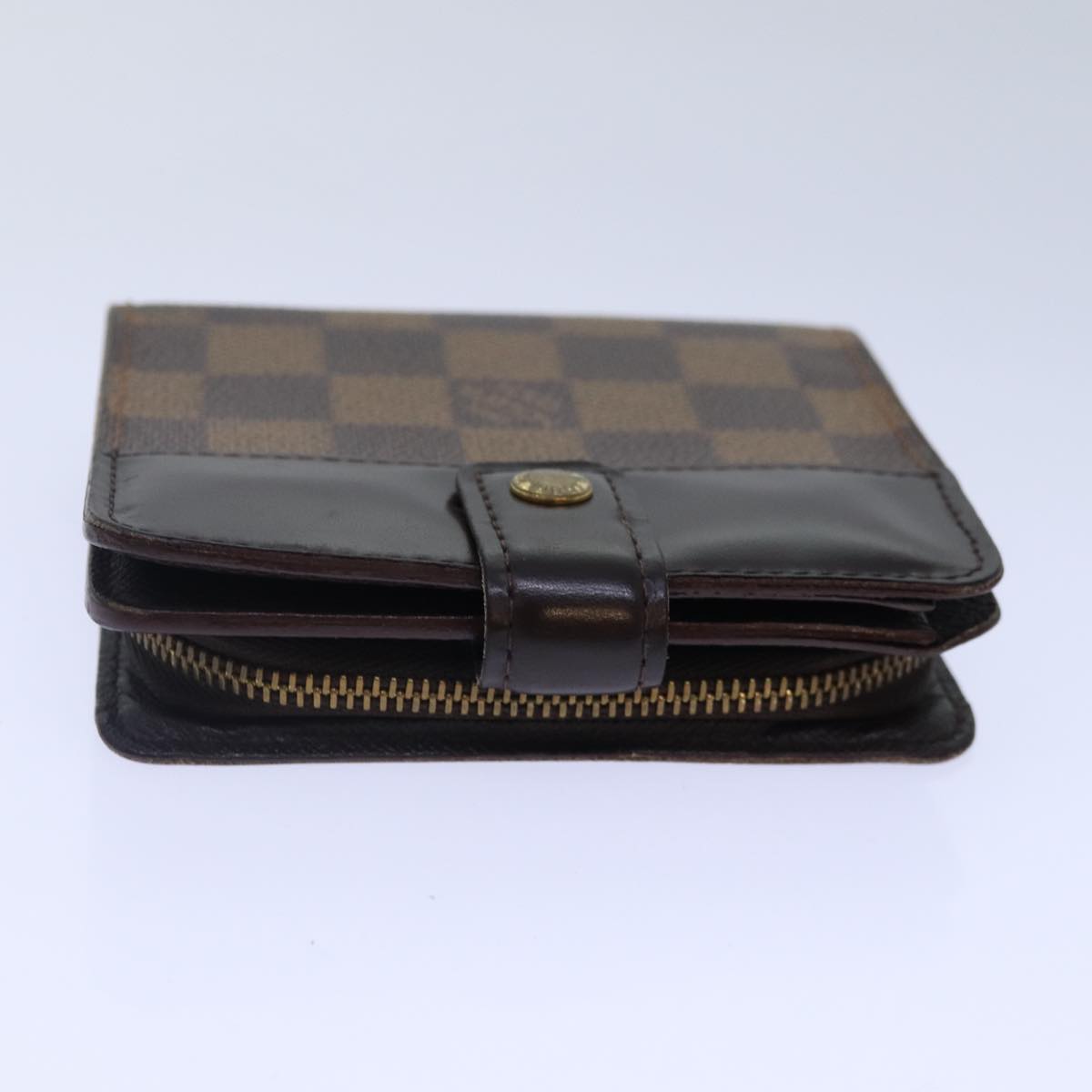 LOUIS VUITTON Damier Ebene Compact Zip Wallet N61668 LV Auth 89019