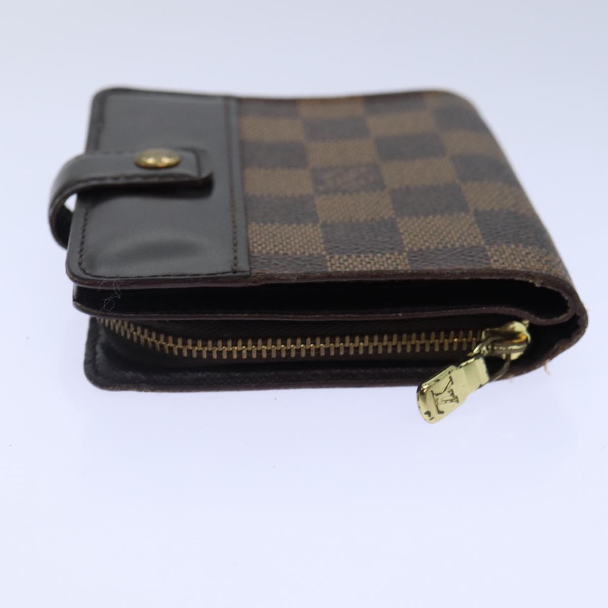 LOUIS VUITTON Damier Ebene Compact Zip Wallet N61668 LV Auth 89019