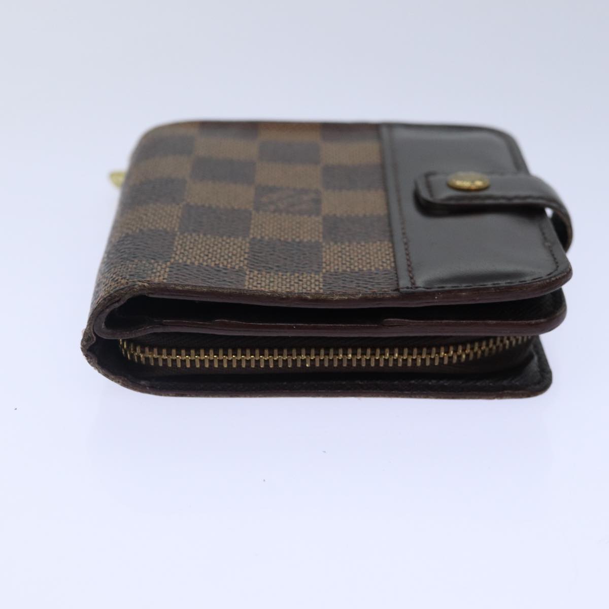 LOUIS VUITTON Damier Ebene Compact Zip Wallet N61668 LV Auth 89019