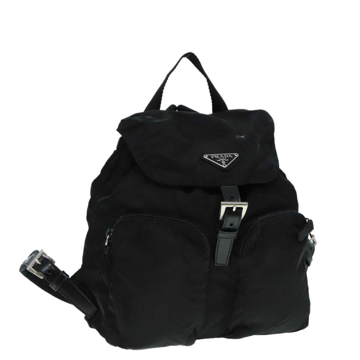 PRADA Backpack Nylon Black Silver Auth 89036