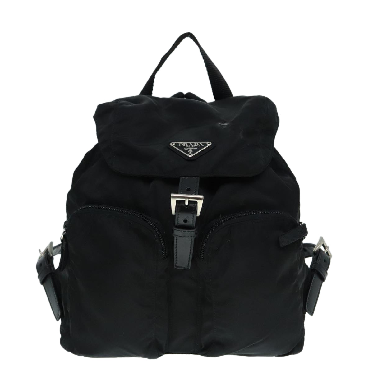 PRADA Backpack Nylon Black Silver Auth 89036