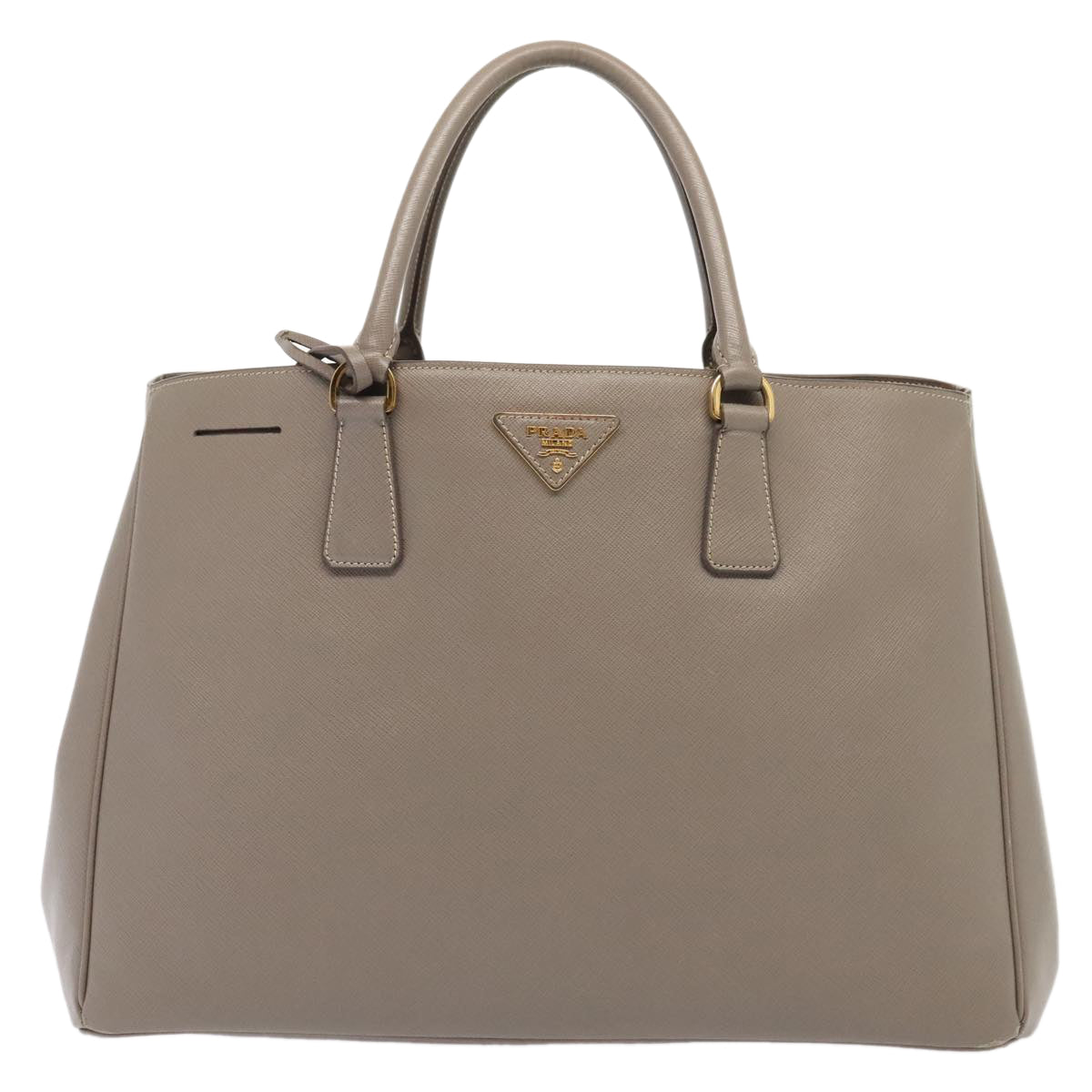 PRADA Hand Bag Safiano leather Beige Gold Auth 89037