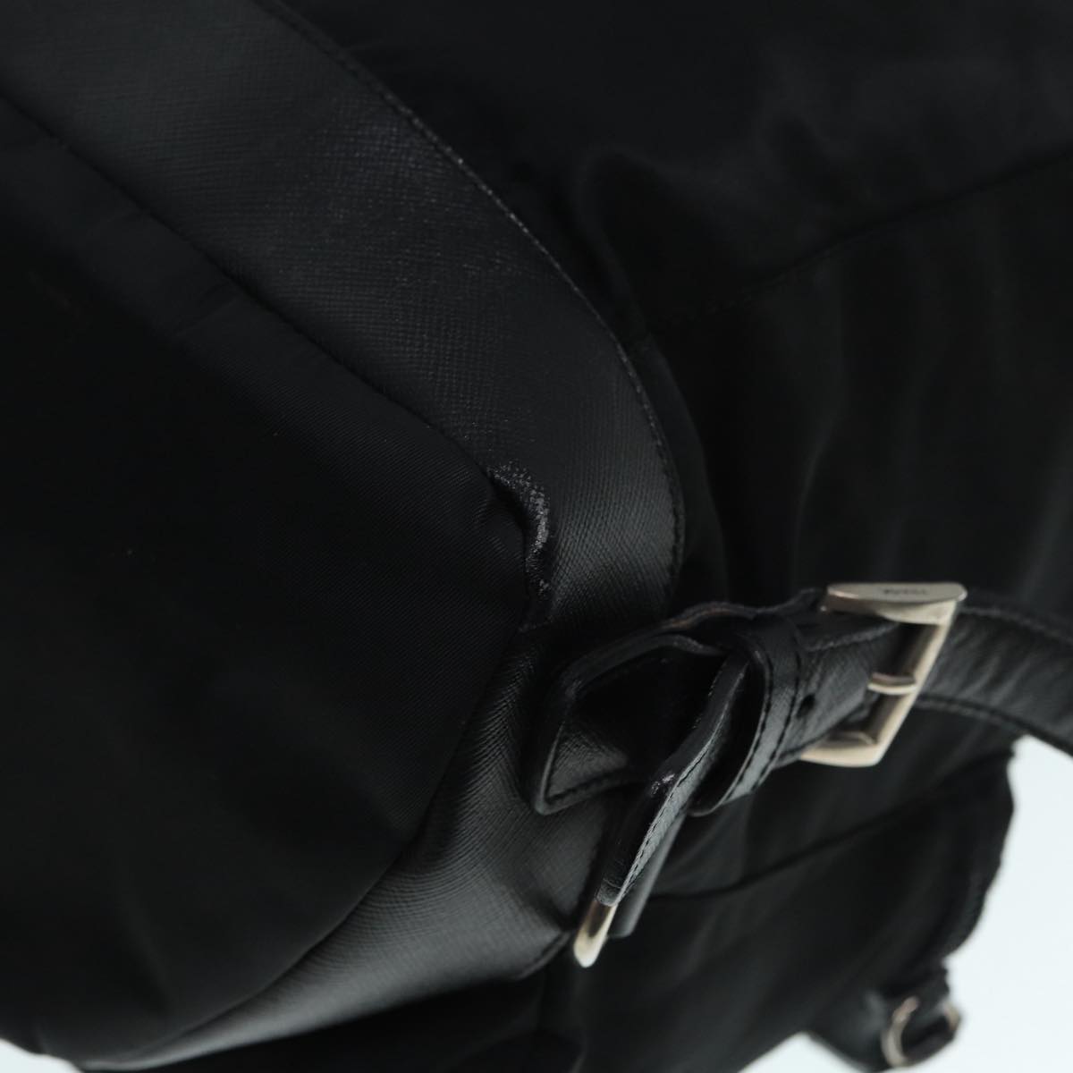 PRADA Backpack Nylon Black Silver Auth 89040