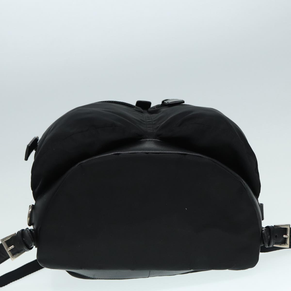 PRADA Backpack Nylon Black Silver Auth 89040