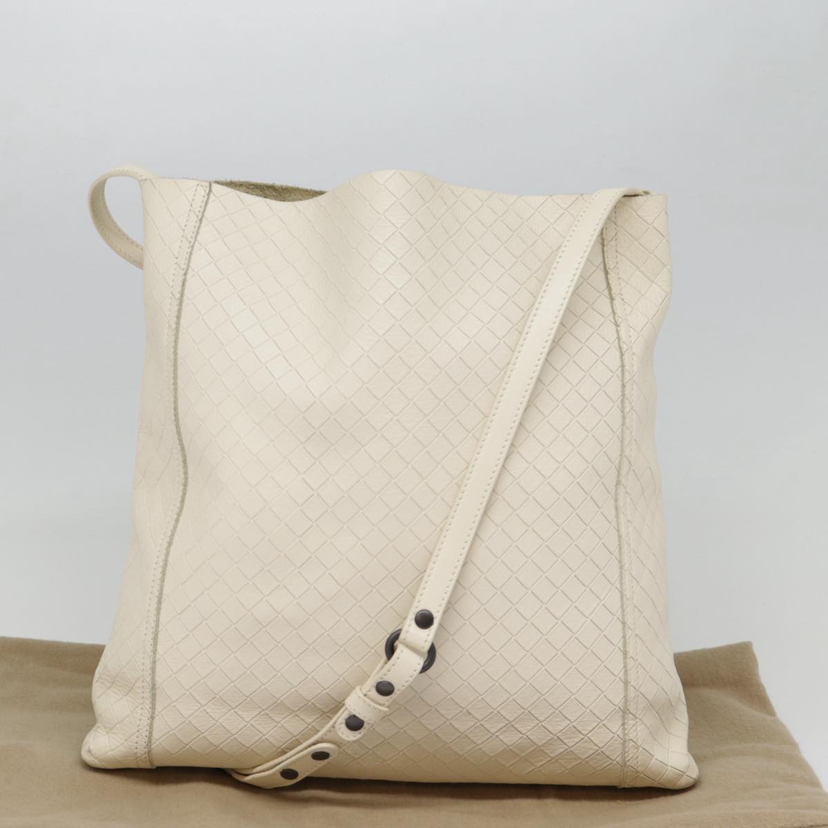 BOTTEGA VENETA Shoulder Bag Leather White Auth 89047