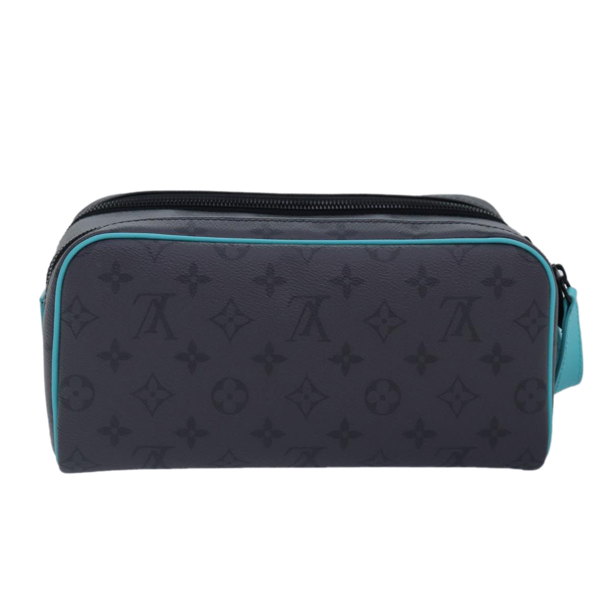 LOUIS VUITTON Monogram Eclipse Reverse Dopp Kit Bag Turquoise M11482 Auth 89059SA