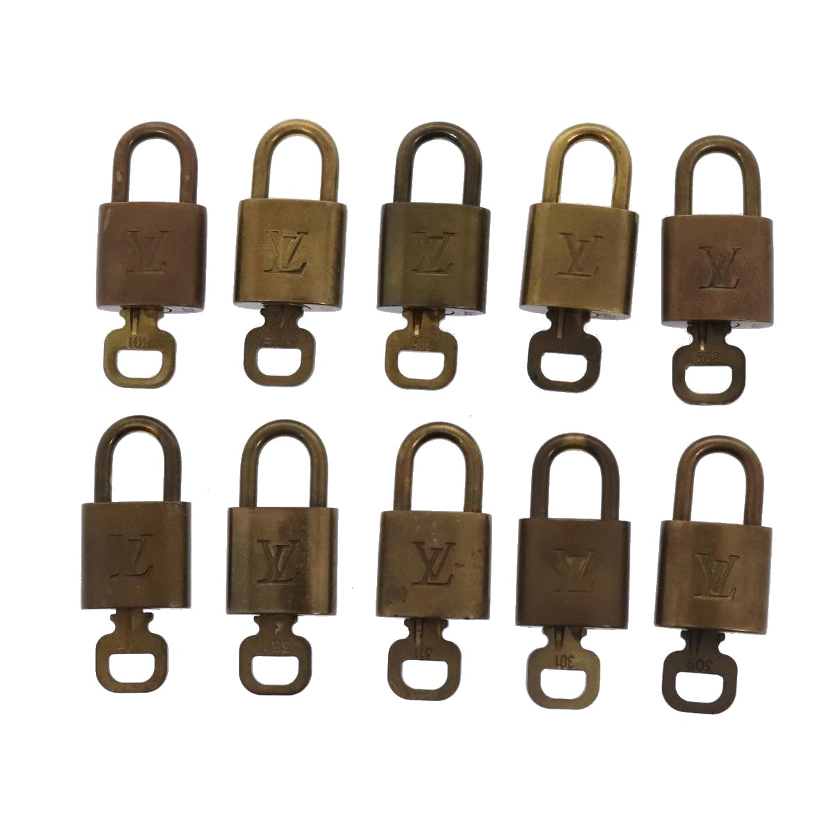 LOUIS VUITTON Padlock 10set metal Gold Tone LV Auth 89070