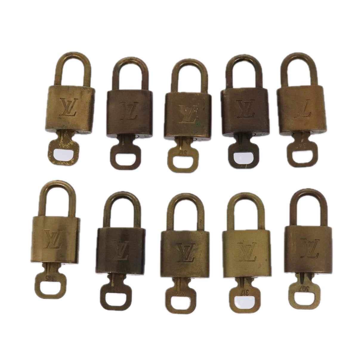 LOUIS VUITTON Padlock 10set metal Gold Tone LV Auth 89073