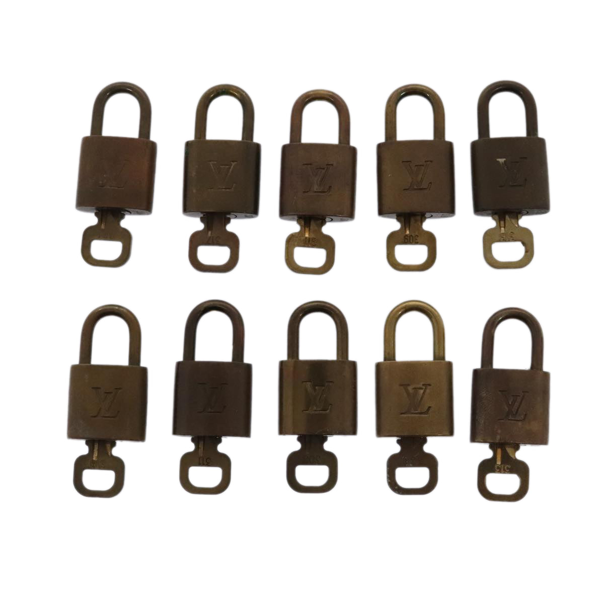 LOUIS VUITTON Padlock 10set metal Gold Tone LV Auth 89075