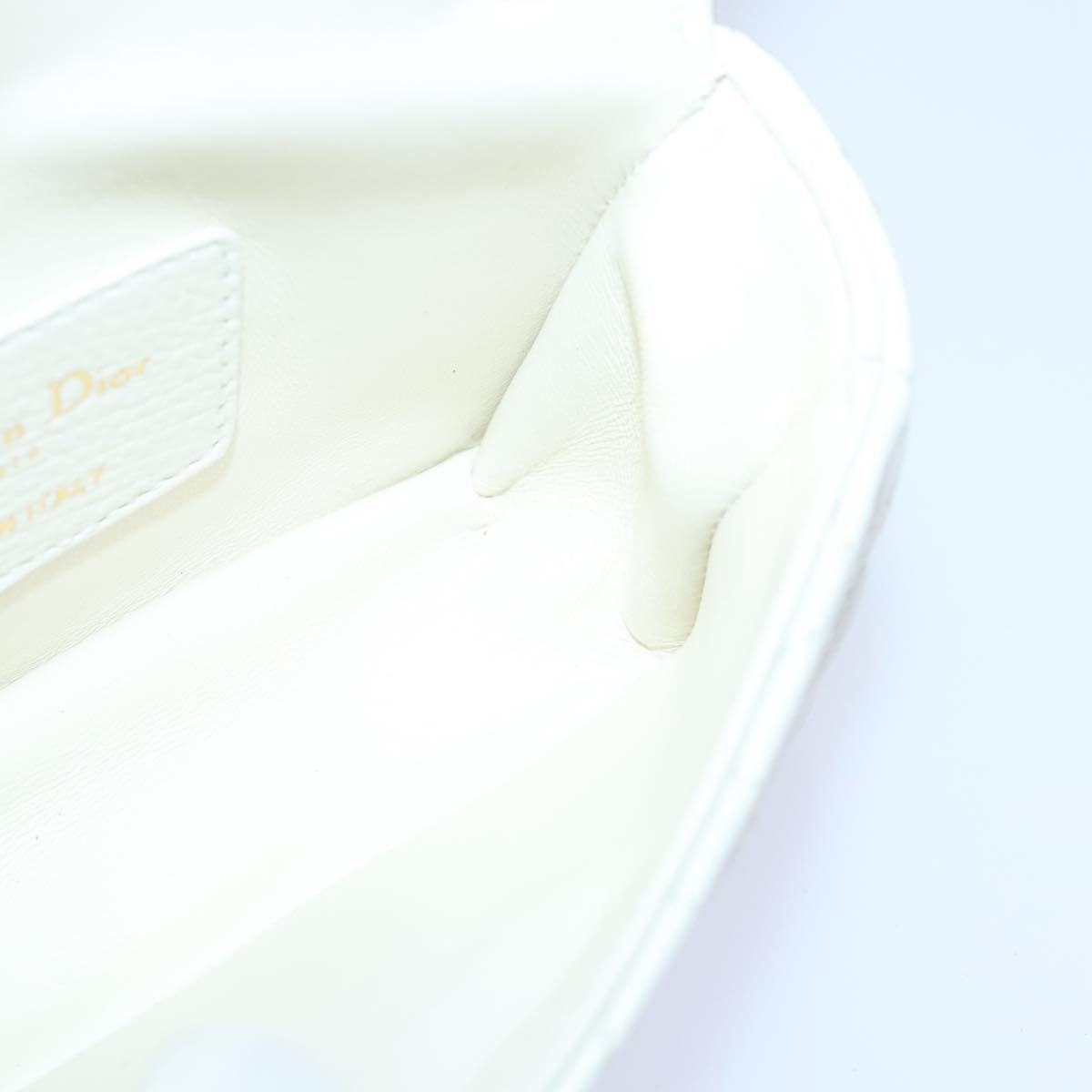 Christian Dior Dior Calo Micro Shoulder Bag Calfskin White Gold Auth 89081SV