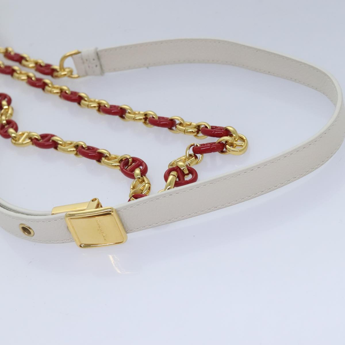 Christian Dior Dior Calo Micro Shoulder Bag Calfskin White Gold Auth 89081SV