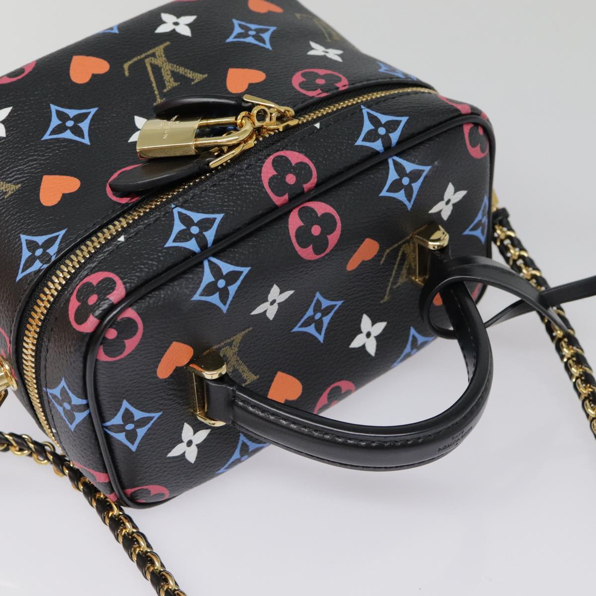 LOUIS VUITTON Monogram Game On Vanity PM Hand Bag Black M57482 LV Auth 89082S