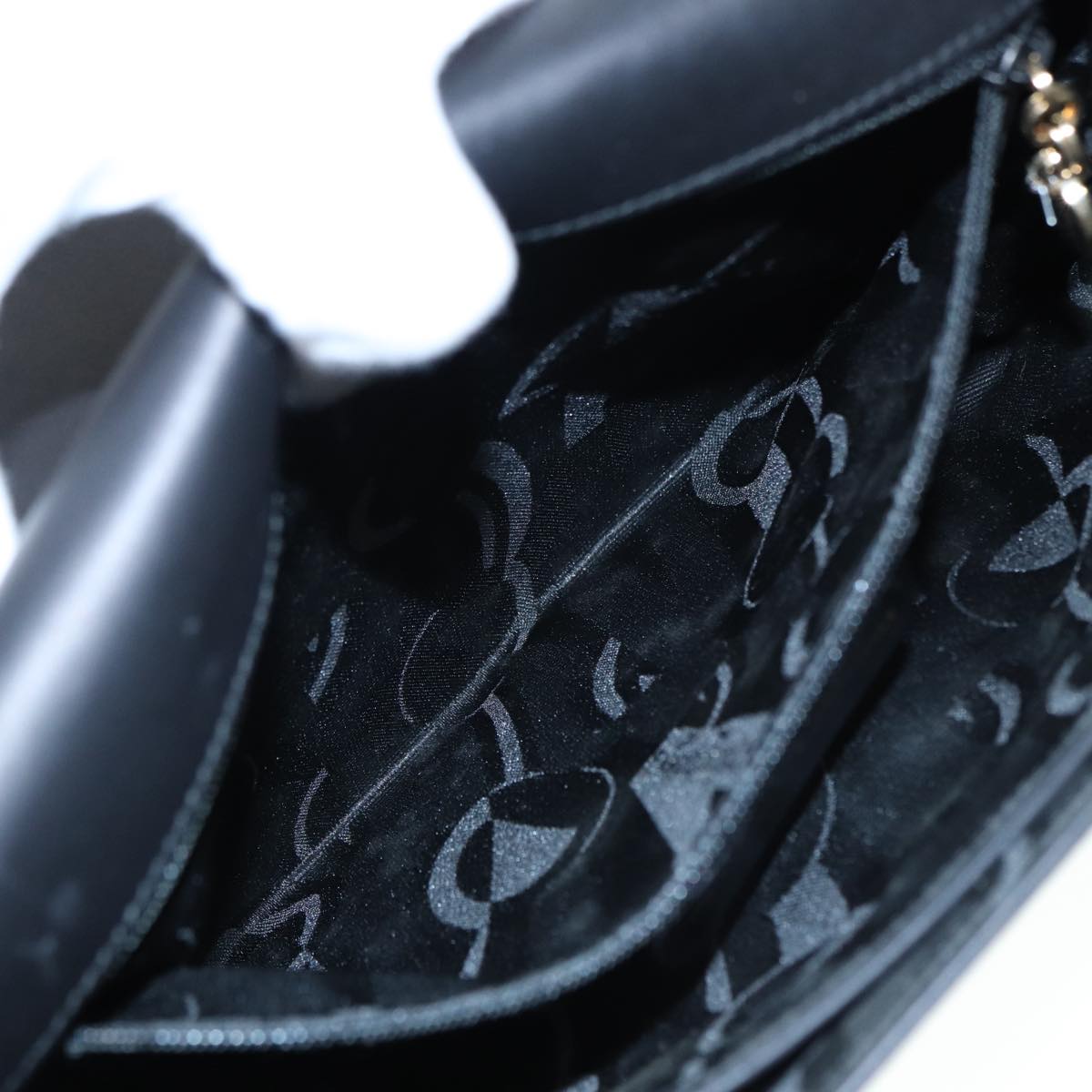 Salvatore Ferragamo Shoulder Bag Leather Black Gold Auth 89092