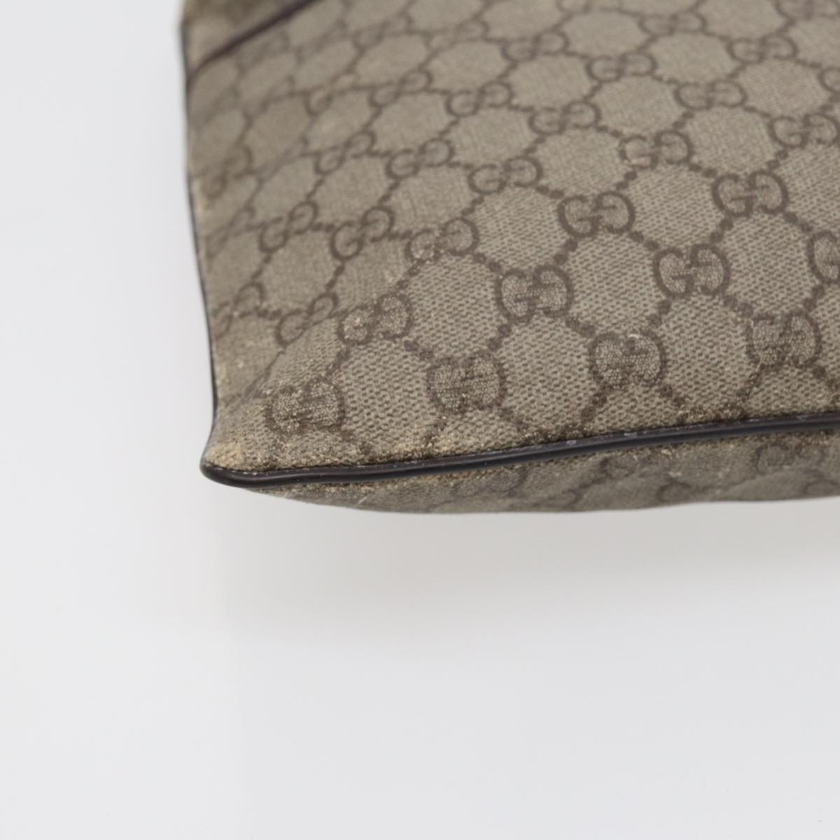 GUCCI GG Supreme Shoulder Bag PVC Leather Beige Silver 141626 Auth 89139