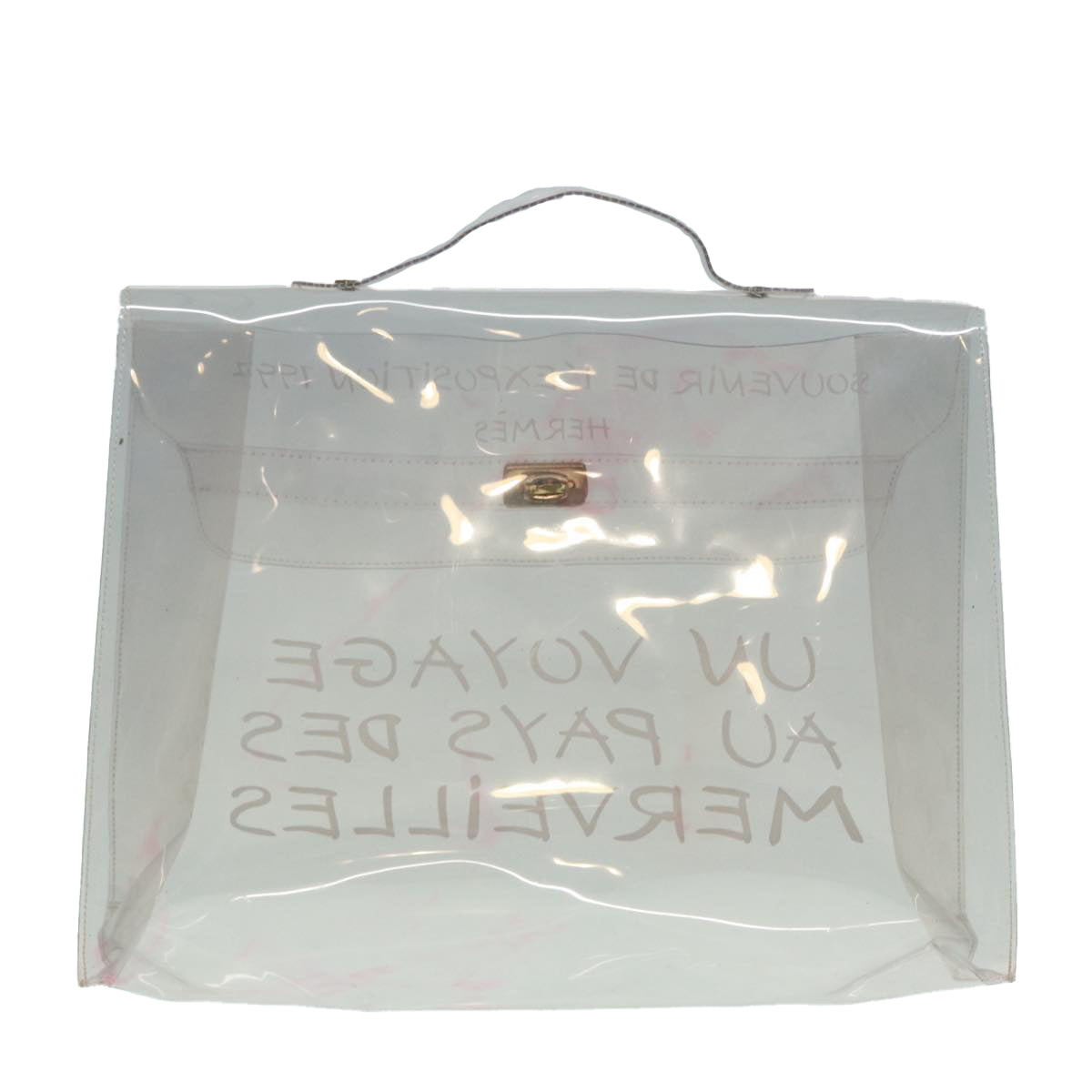 HERMES Vinyl Kelly Hand Bag Vinyl Clear Auth 89148